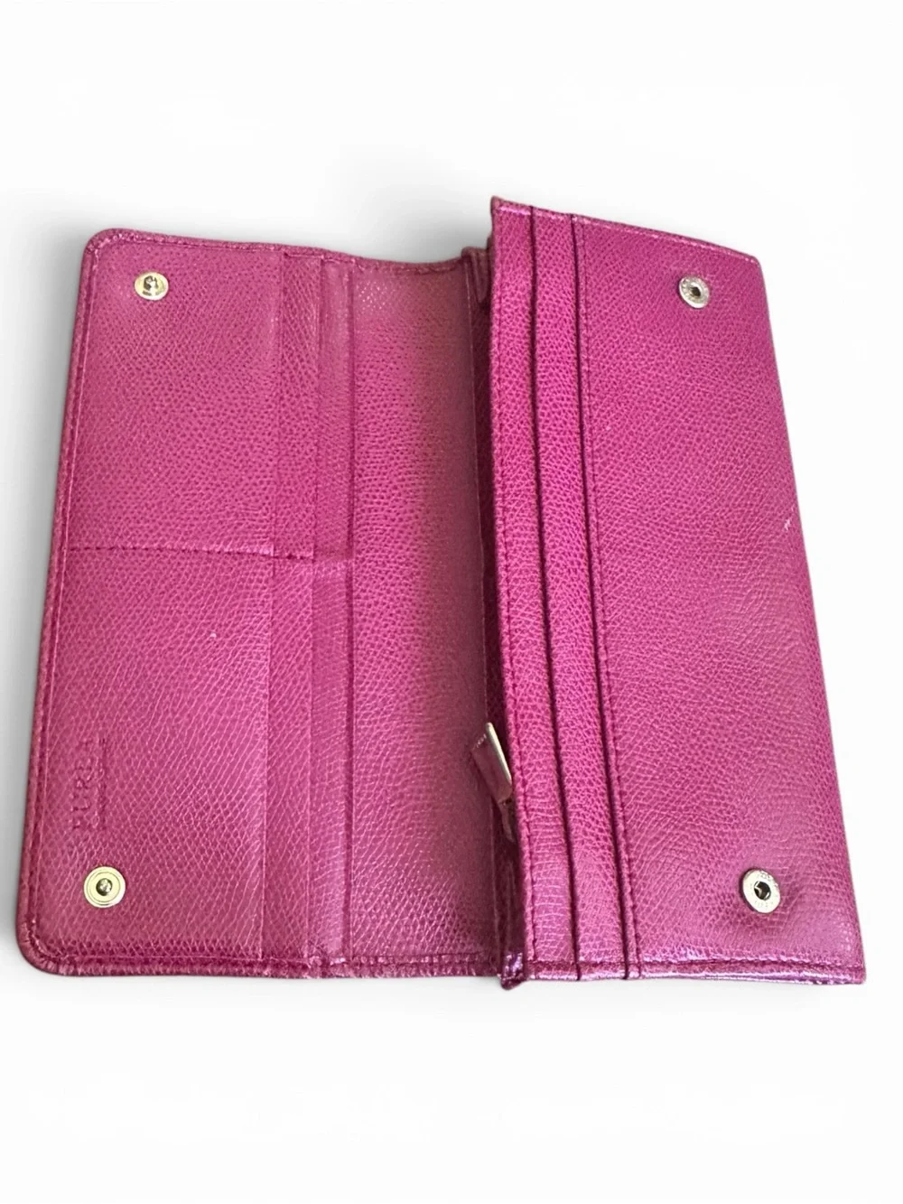 Furla Pink Leather Continental Wallet Bow Detail Snap Closure